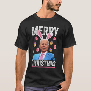 Camiseta Feliz Feliz Natal Engraçado Biden Confuso para Eas