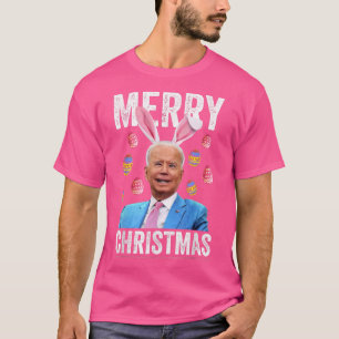 Camiseta Feliz Feliz Natal Engraçado Biden Confuso para Eas