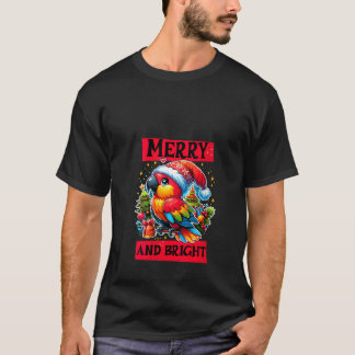Camiseta Feliz feminina e papagaio brilhante em Santa Chapé