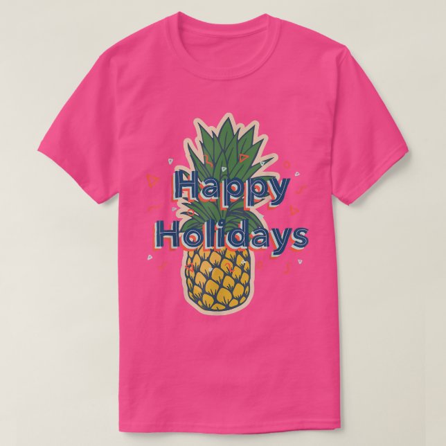 Camiseta Feliz Feriado Abacaxi Adulto Engraçado Natal T-S (Frente do Design)