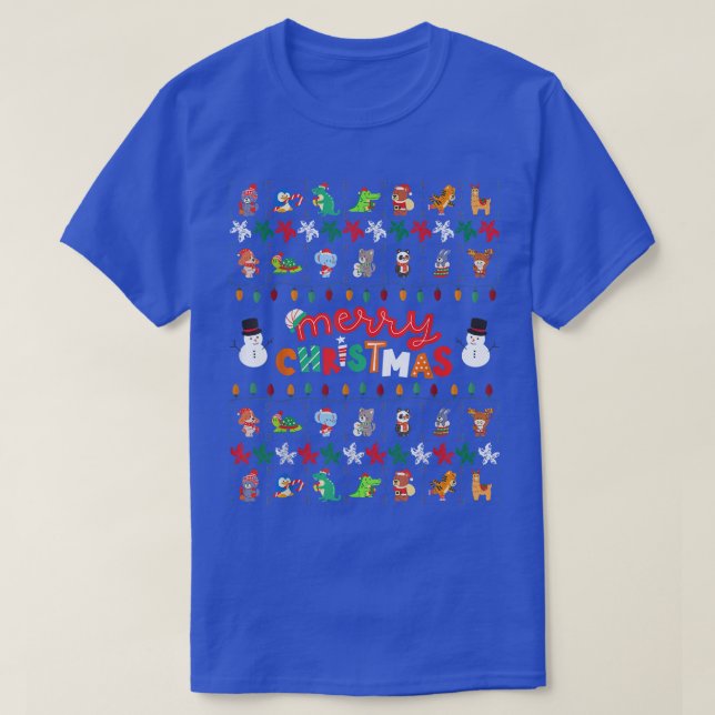 Camiseta Feliz Feriado Animais Feios De Natal Feio Divertid (Frente do Design)