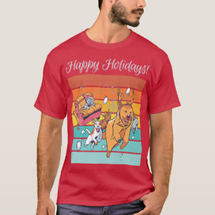 Camiseta Feliz Feriado, Gato E Cachorro De Natal