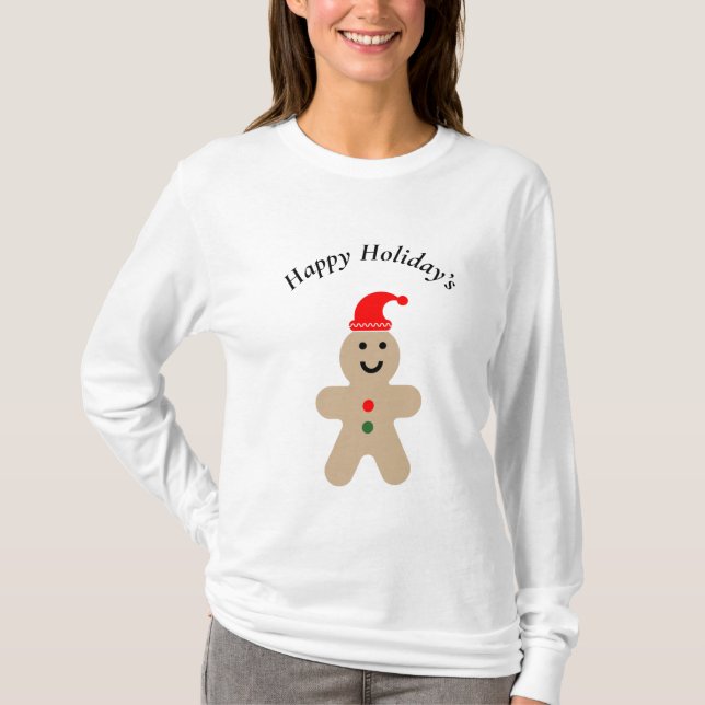 Camiseta Feliz Feriado Ginger Bread Man (Frente)