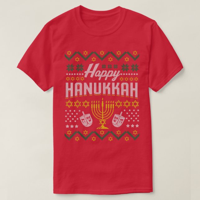 Camiseta Feliz Feriado Judaico Hanukkah (Frente do Design)