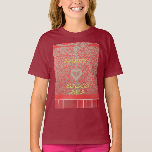 Camiseta Feliz Feriados Vermelho design (Frente)