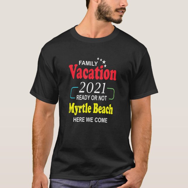 Camiseta Feliz Férias da Família Myrtle Beach 2021 Estrelas (Frente)