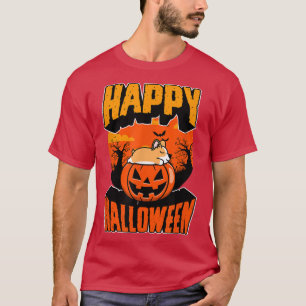 Camiseta Feliz Festa de Halloween Cute Naping Kawaii Corgi