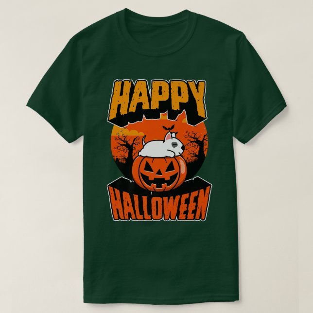 Camiseta Feliz Festa de Halloween Cute Nápoles Kawaii Bull  (Frente do Design)