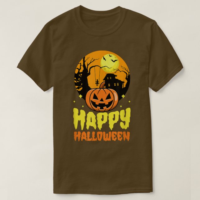 Camiseta Feliz Festa de Halloween Jack O Lanterna Pumpkin H (Frente do Design)