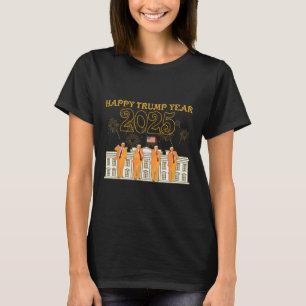 Camiseta Feliz Festa do Ano Trump 2025 Casa Branca Novo Pre