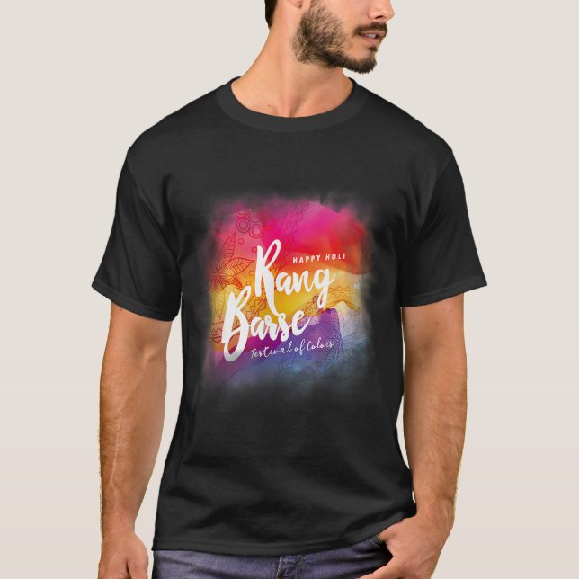 Camiseta Feliz Festival Holi Para Mulheres Crianças Homens  (Frente)