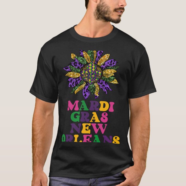 Camiseta Feliz Festival Mardi Gras Nova Orleães Girassol Vi (Frente)