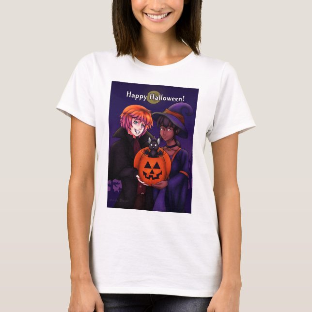 Camiseta Feliz Figurino de Halloween (Frente)