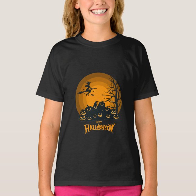 Camiseta Feliz Figurino de Halloween para T-Shirt (Frente)