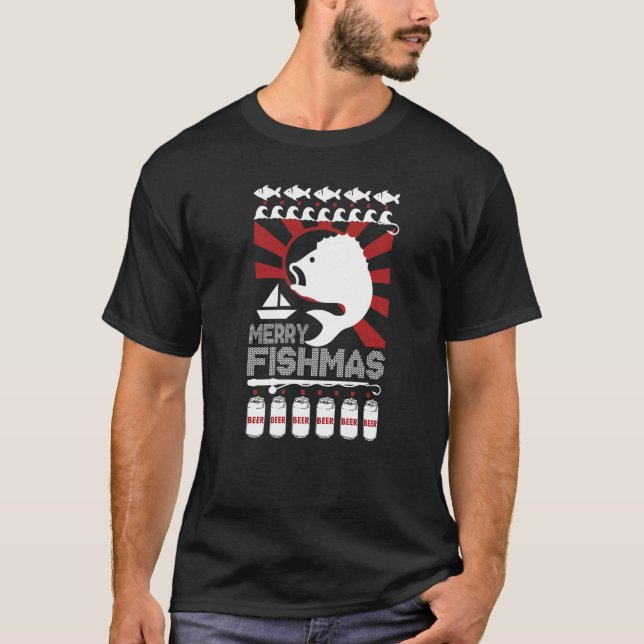 Camiseta Feliz Fishmas Amo Pescar (Frente)