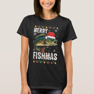 Camiseta Feliz Fishmas Engraçado Pesca Natal Pajama Fishe