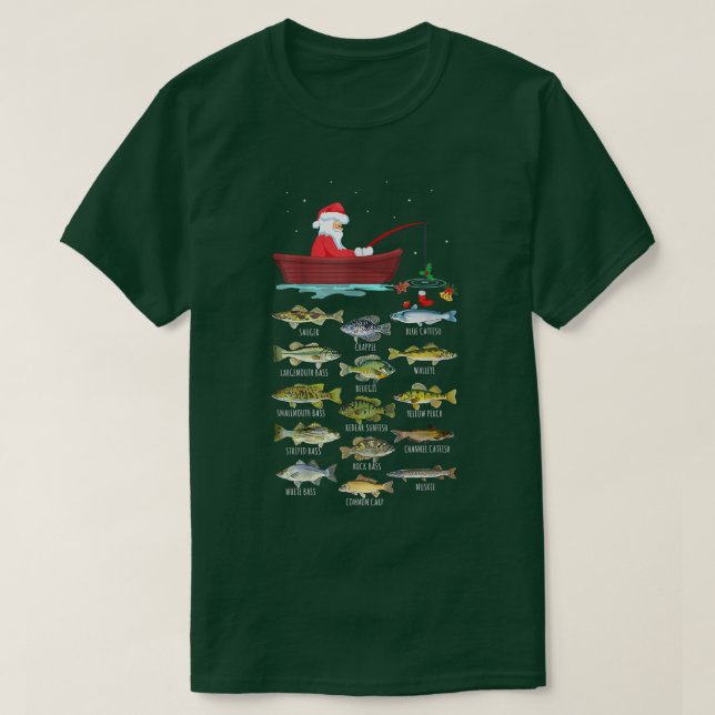 Camiseta Feliz Fishmas Engraçado Pescar Luzes de Árvore de  (Frente do Design)
