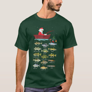 Camiseta Feliz Fishmas Engraçado Pescar Luzes de Árvore de 
