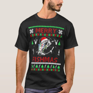 Camiseta Feliz Fishmas Engraçado Pescar Natal UGLY Pajama