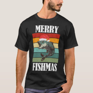 Camiseta Feliz Fishmas Fun Pescador Natal