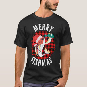 Camiseta Feliz Fishmas Fun Pescador Natal