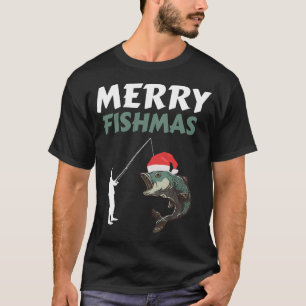 Camiseta Feliz Fishmas Fun Pescador Natal