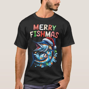 Camiseta Feliz Fishmas Papai Noel Amantes de Pesca Fun Humo