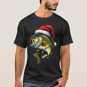 Camiseta Feliz Fishmas Papai Noel Amantes de Pesca Humoríst