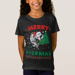 Camiseta Feliz Fishmas Peixe Pai Pescador Natal
