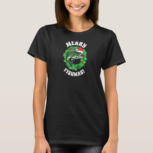 Camiseta Feliz Fishmas! Raglan (Frente)