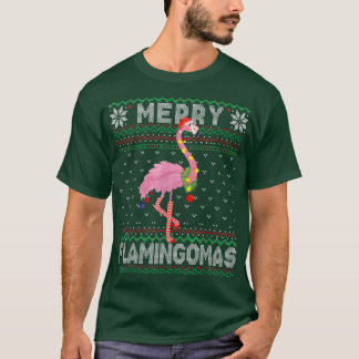 Camiseta Feliz Flamingomas Feliz Feriado de Natal Flamingo