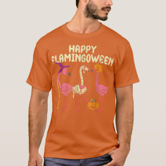 Camiseta Feliz Flamingopentre Bruxa Pumpkin Mamãe Flamingo 