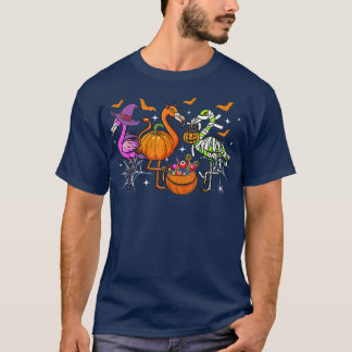 Camiseta Feliz Flamingopentre Bruxa Pumpkin Mamãe Flamingo 