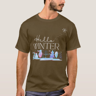 Camiseta Feliz Flocos de neve do inverno Pastel Winter Tree