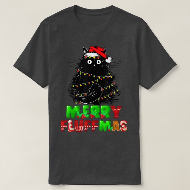 Camiseta Feliz Fluffmas Catmas natal Papais noeis de tomo d (Frente do Design)