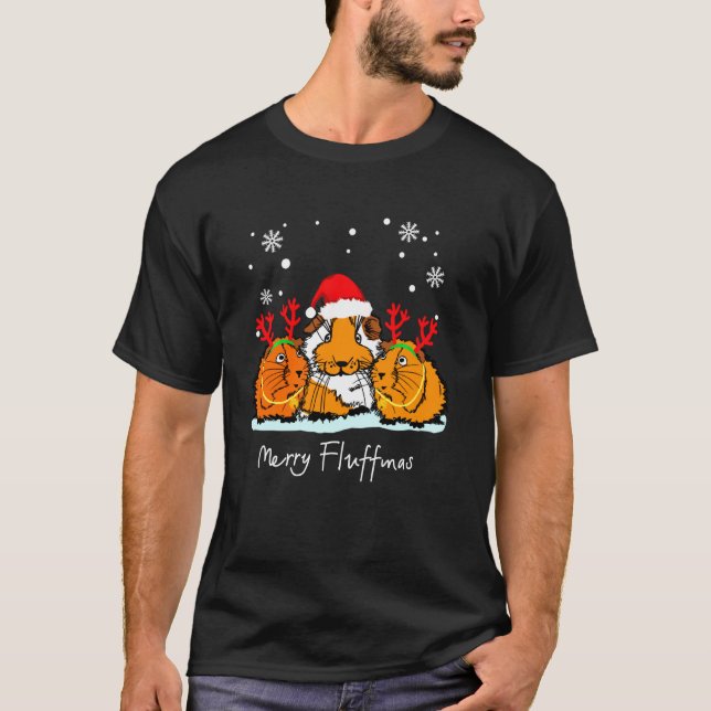 Camiseta Feliz Fluffmas Cavy Roupas Coisas de Natal Guine (Frente)