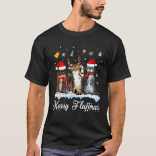 Camiseta Feliz Fluffmas Três Gatos Festa Natal