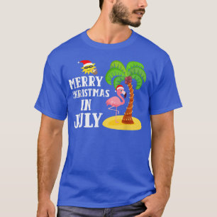 Camiseta Feliz Frio-Rosa Flamingo Santa Hat Feliz Natal Em 