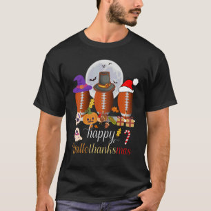 Camiseta Feliz Futebol de Hallothanksmas Bruxa Chapéu de Pa