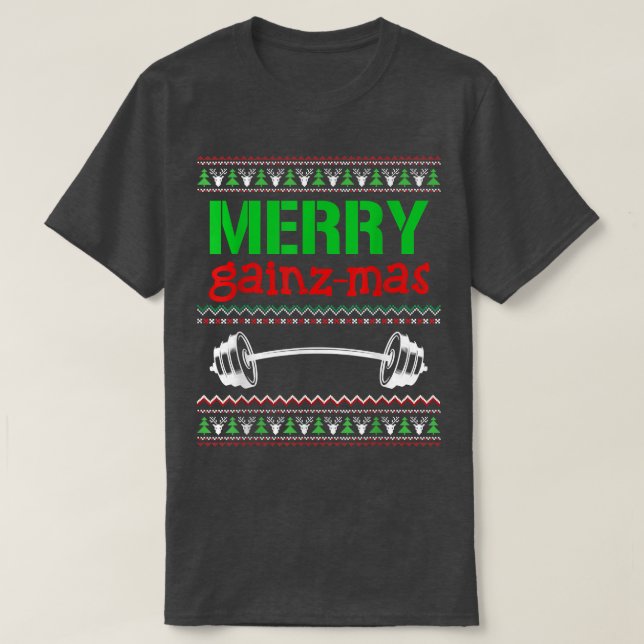 Camiseta Feliz Gainzmas Gym Levantando Peso Depois Do Chri  (Frente do Design)