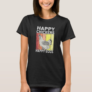 Camiseta Feliz Galinha Feliz Galo Farmador de Ovos Hen Pint