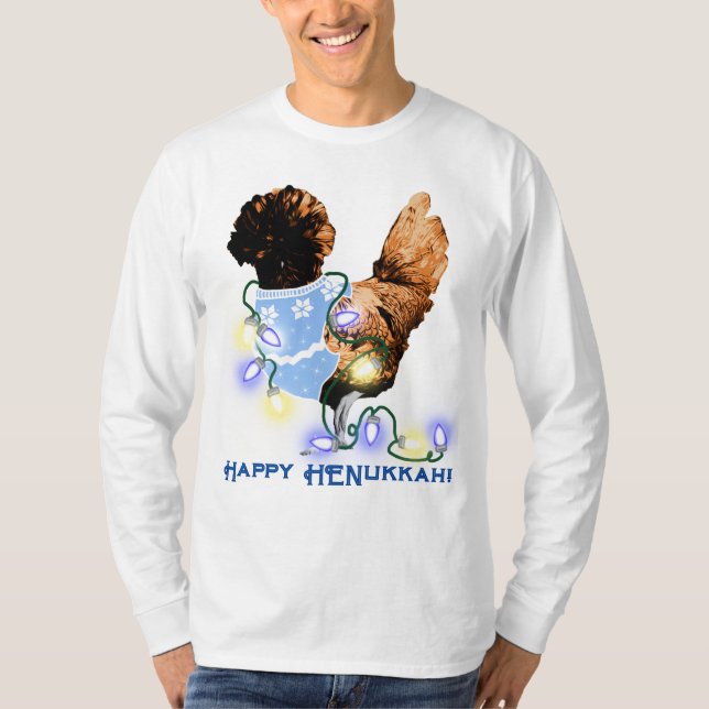 Camiseta Feliz Galinha Polonesa HENukkah Hanukkah (Frente)