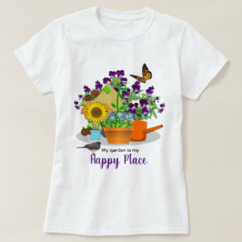 Camiseta Feliz Garden Flowers Bird e Butterfly White
