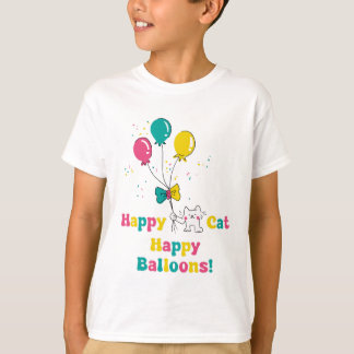 Camiseta Feliz Gato, Balões Felizes! 🎈 🐱