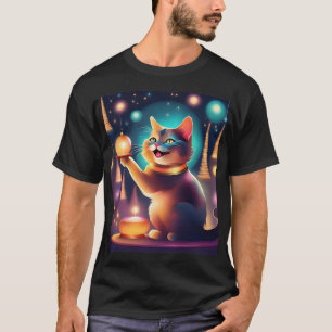 Camiseta Feliz gato comemorando o aniversário, travesseiro