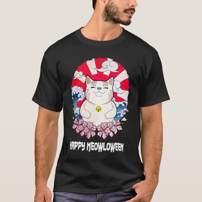 Camiseta Feliz Gato das Meowloween Kitten Gato Assustador M (Frente)