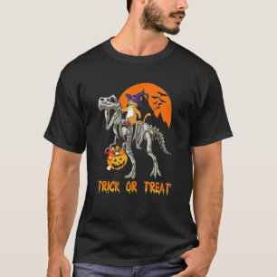 Camiseta Feliz Gato de Halloween Montando Dinossauro Rex Es