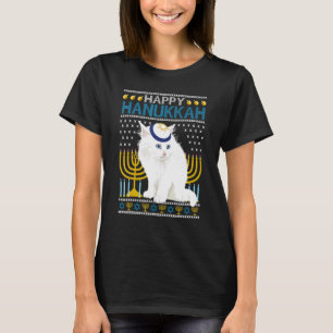 Camiseta Feliz Gato de Hanukkah Festa Judaica Hanukkah Feio