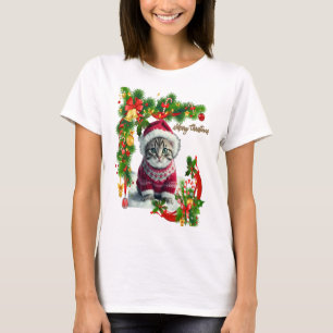 Camiseta Feliz gato de Natal