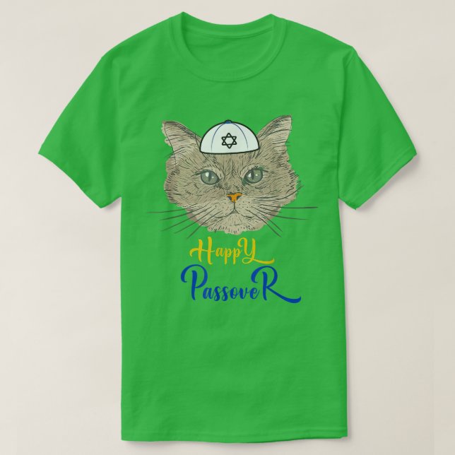 Camiseta Feliz gato de passover engraçado, seder jedesejo h (Frente do Design)
